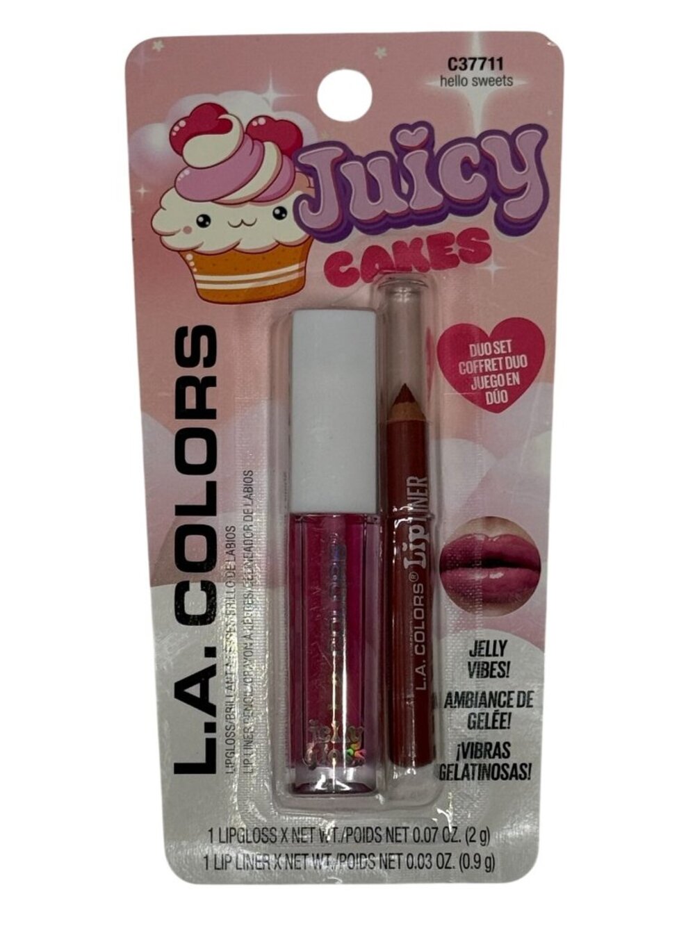 LA Colors Juicy Cakes Lip Gloss Lip Liner Duo Hello Sweets Makeup Set New